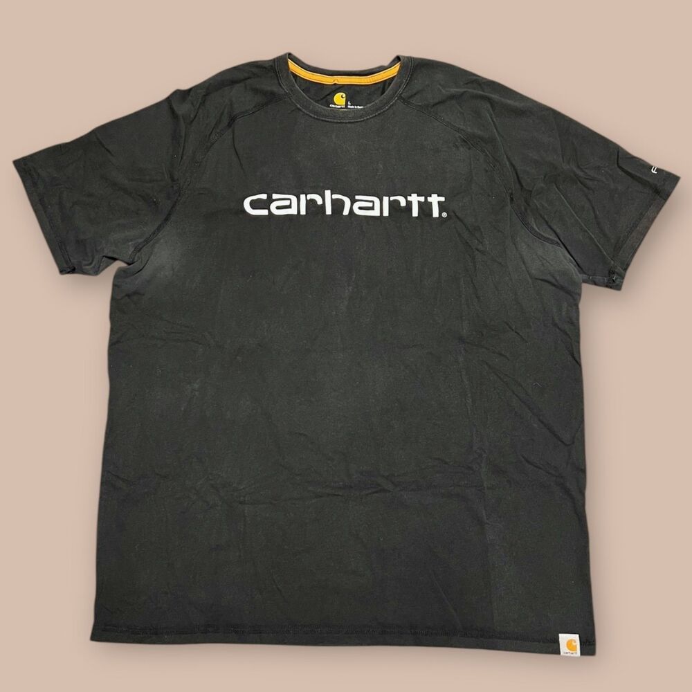 Black Carhartt Spellout Logo Tee Shirt Size Large